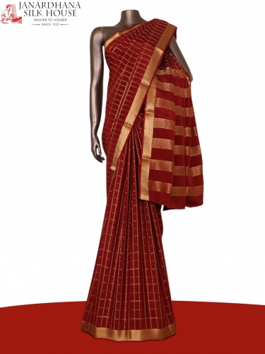 Pure Double Checks Zari Mysore Crepe Silk Saree